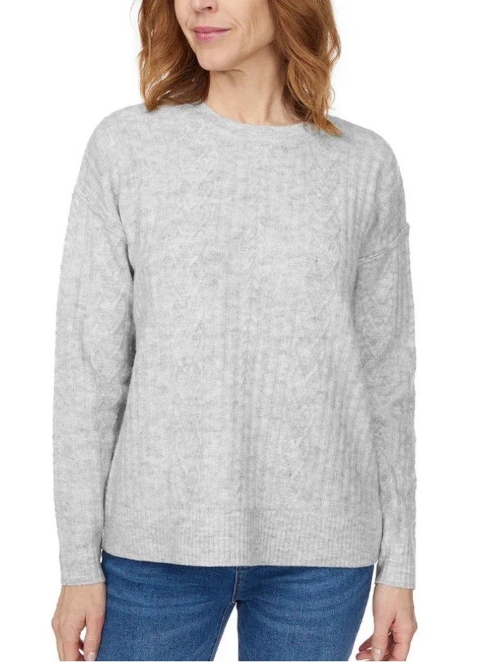Legendary Outfitters Light Gray Cable Knit Crewneck Sweater